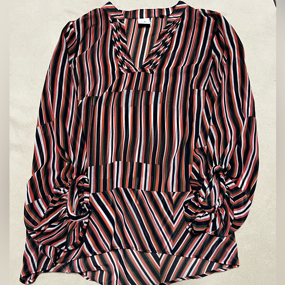 CAbi Multicolor striped Blue/Green/Orange Blouse  5519 Small *Price Drop*